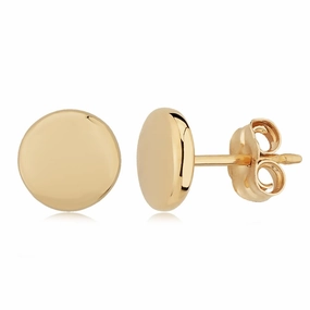 14k 8mm Flat Round Stud Earrings