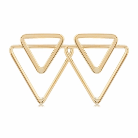 14k Double Triangle Earrings