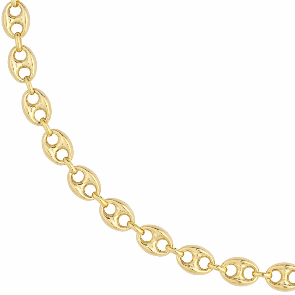 14k Gold 10mm Puff Mariner Chain, 18"
