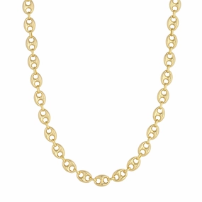 14k Gold 10mm Puff Mariner Chain, 18"