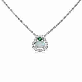 14k Gold Australian Opal and Diamond Necklace