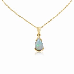 14k Gold Australian Opal Pendant Necklace