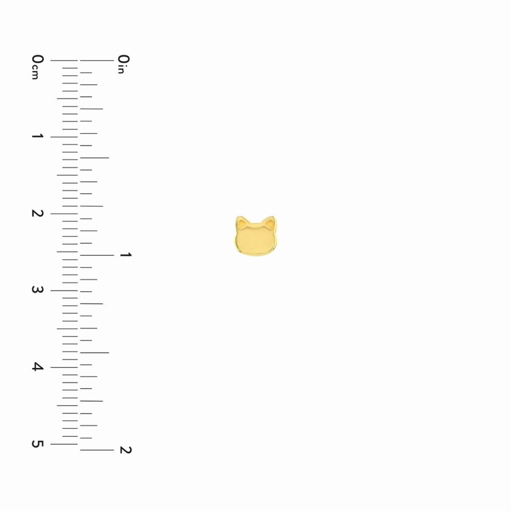 14k Gold Cat Face Stud Earrings