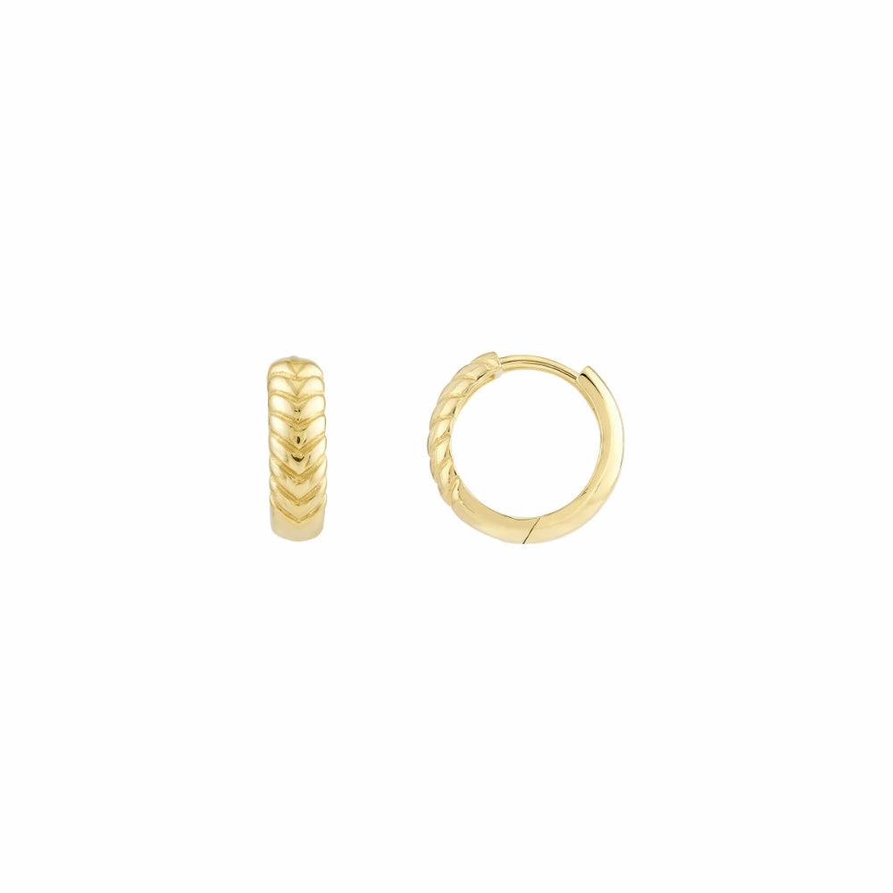 14k Gold Chevron Hinge Hoops