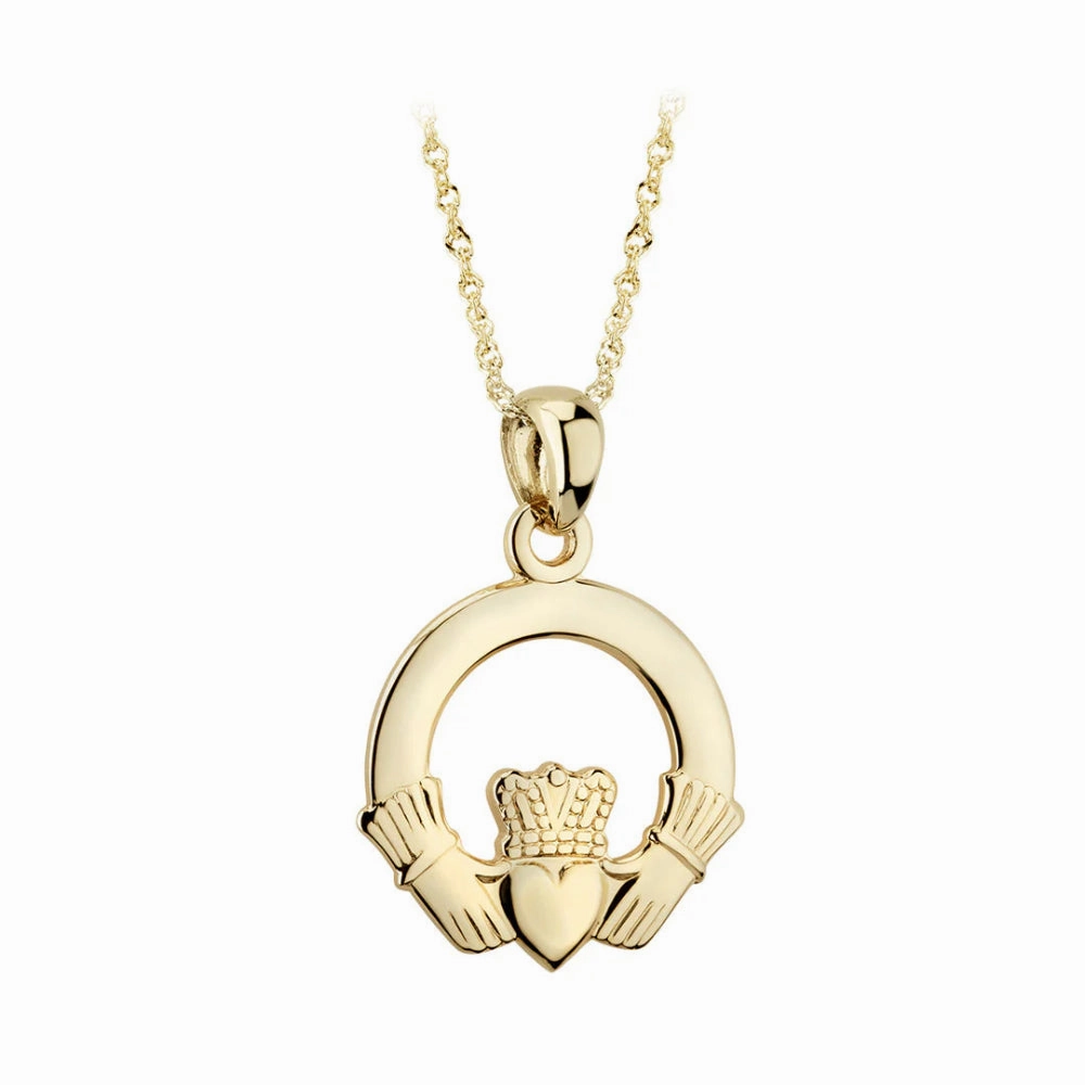 14k Gold Claddagh Pendant Necklace