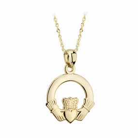 14k Gold Claddagh Pendant Necklace
