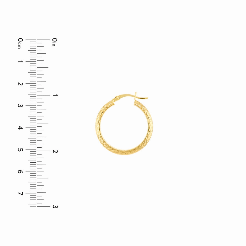 14k Gold Diamond-Cut Hoop Earrings