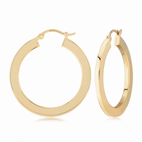 14k Gold Flat Hoop Earrings