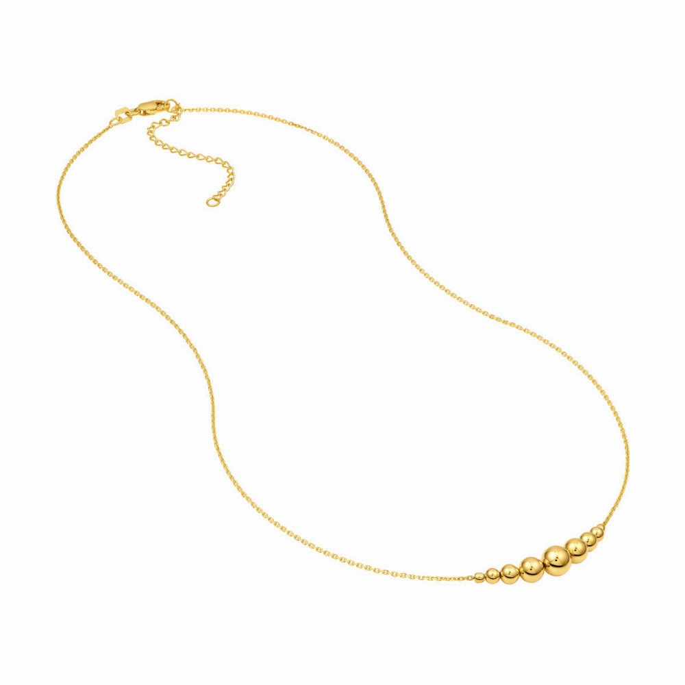 14k Gold Graduated Bead Necklace