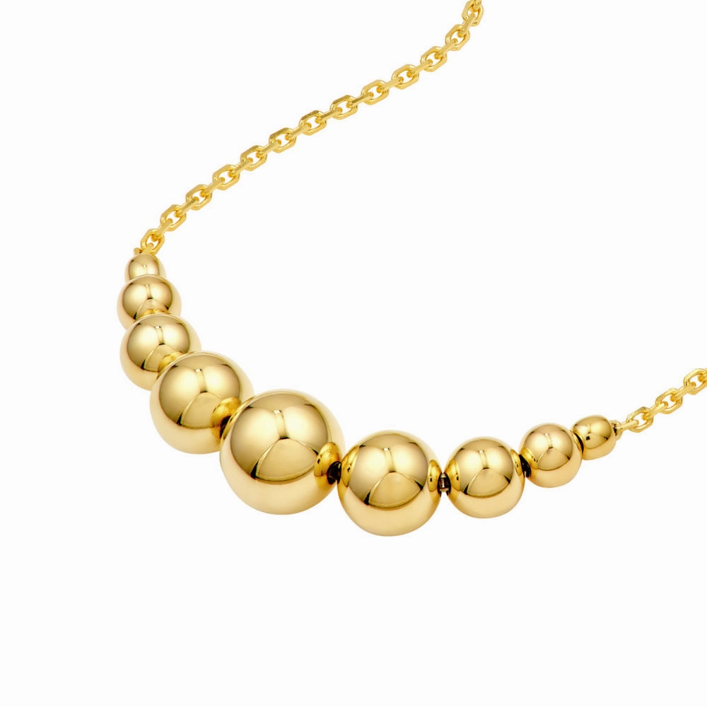 14k Gold Graduated Bead Necklace