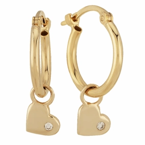 14k Gold Heart Dangle Earrings