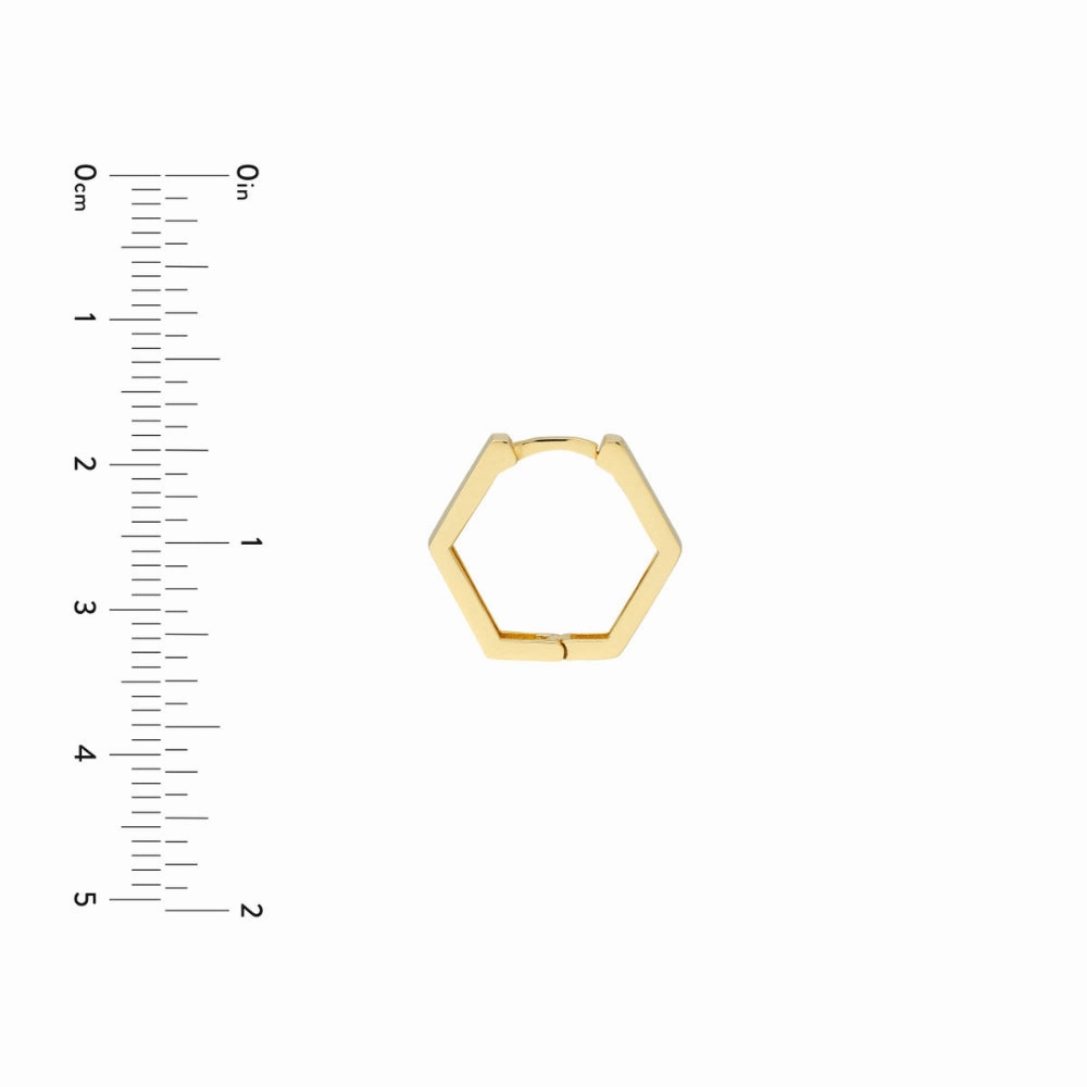 14k Gold Hexagon Huggie Hoop Earrings