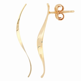 14k Gold Long Curve Earrings