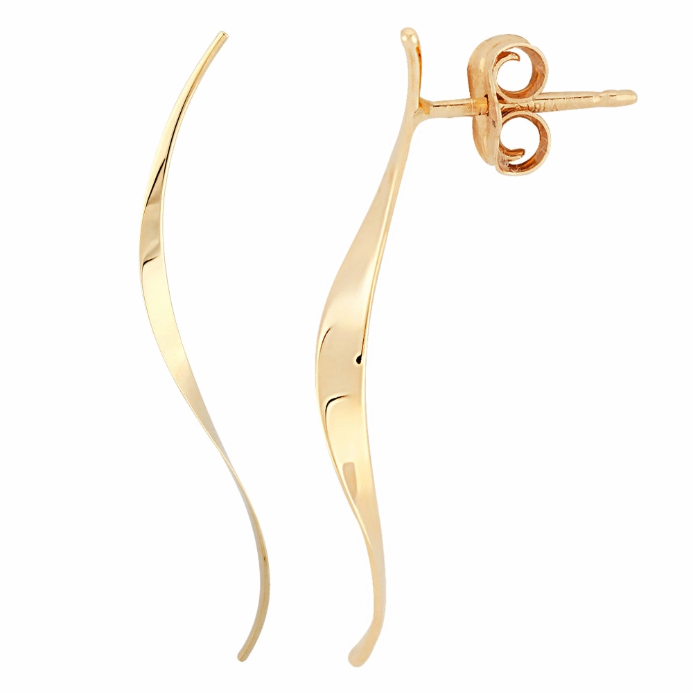 14k Gold Long Curve Earrings