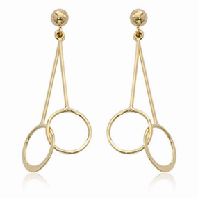 14k Gold Mini Circle Drop Earrings