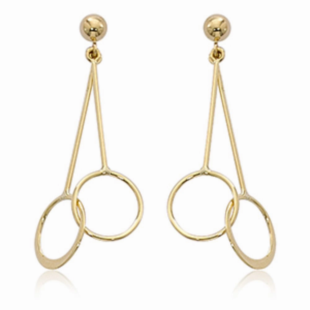14k Gold Mini Circle Drop Earrings