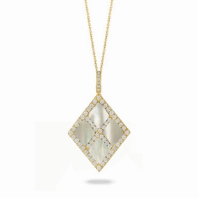 14k Gold Mother of Pearl Pendant Necklace