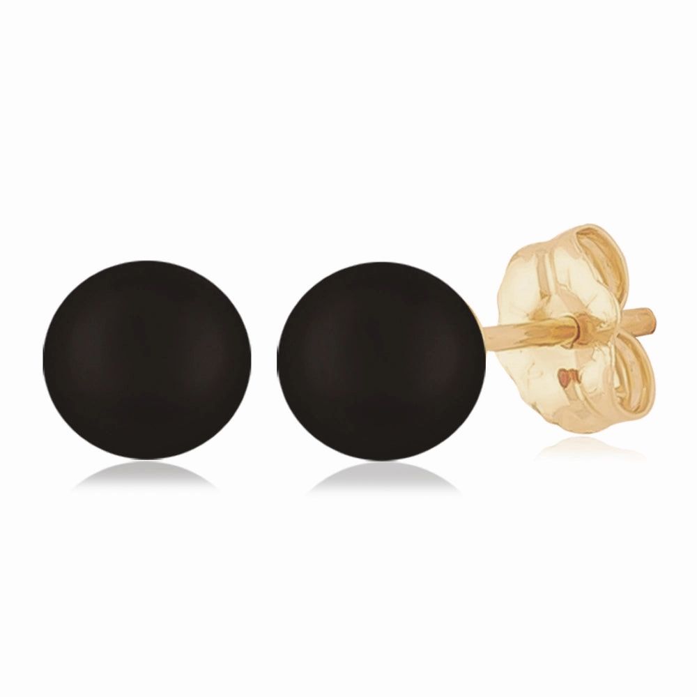 14k Gold Onyx Ball Stud Earrings