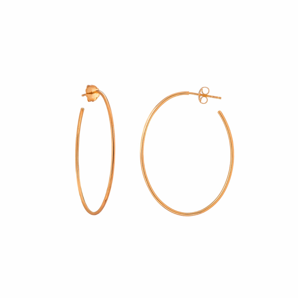 14k Gold Oval 3/4 Hoop Earrings