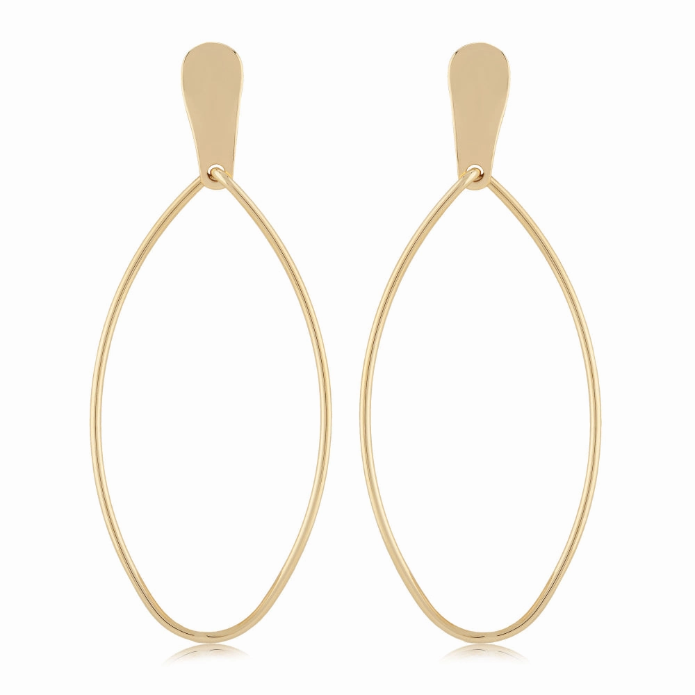 14k Gold Oval Drop Earrings