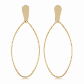 14k Gold Oval Drop Earrings