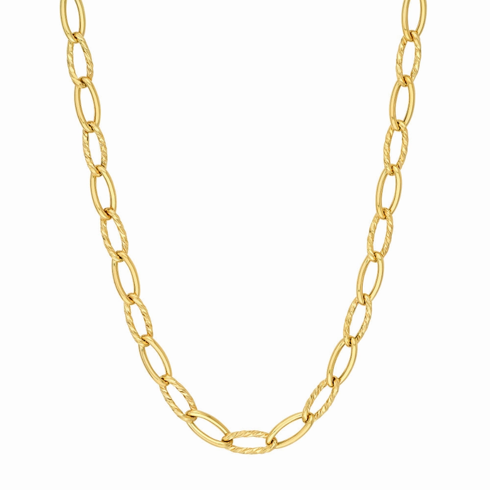 14k Gold Oval Twist Polished Links Chain, 18"