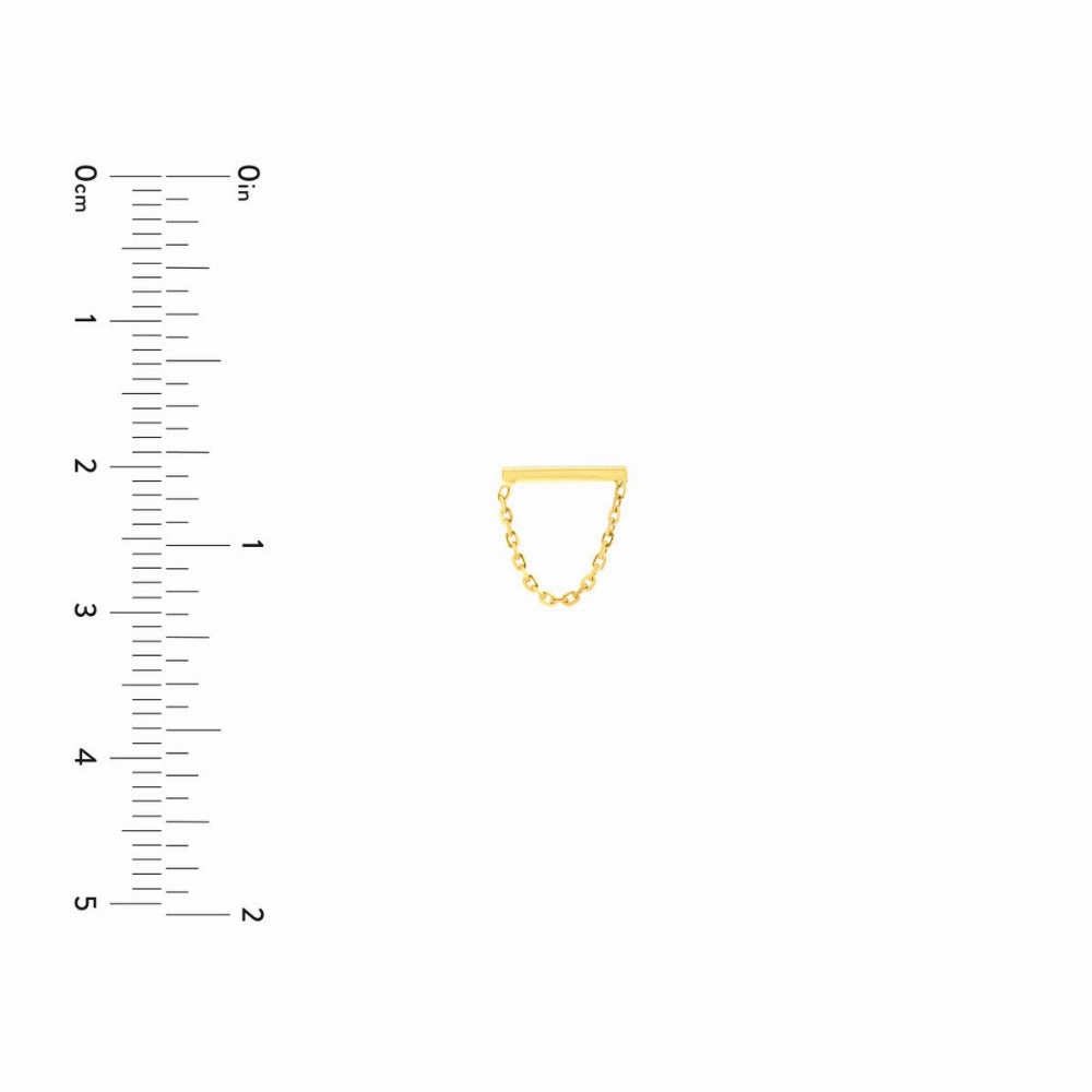 14k Gold Petite Chain Drape Stud Earrings