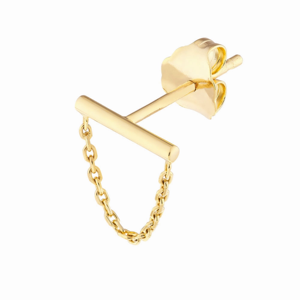 14k Gold Petite Chain Drape Stud Earrings