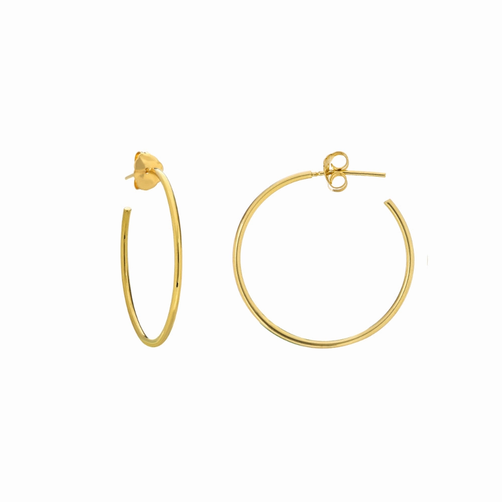 14k Gold Polished Post Hoop
