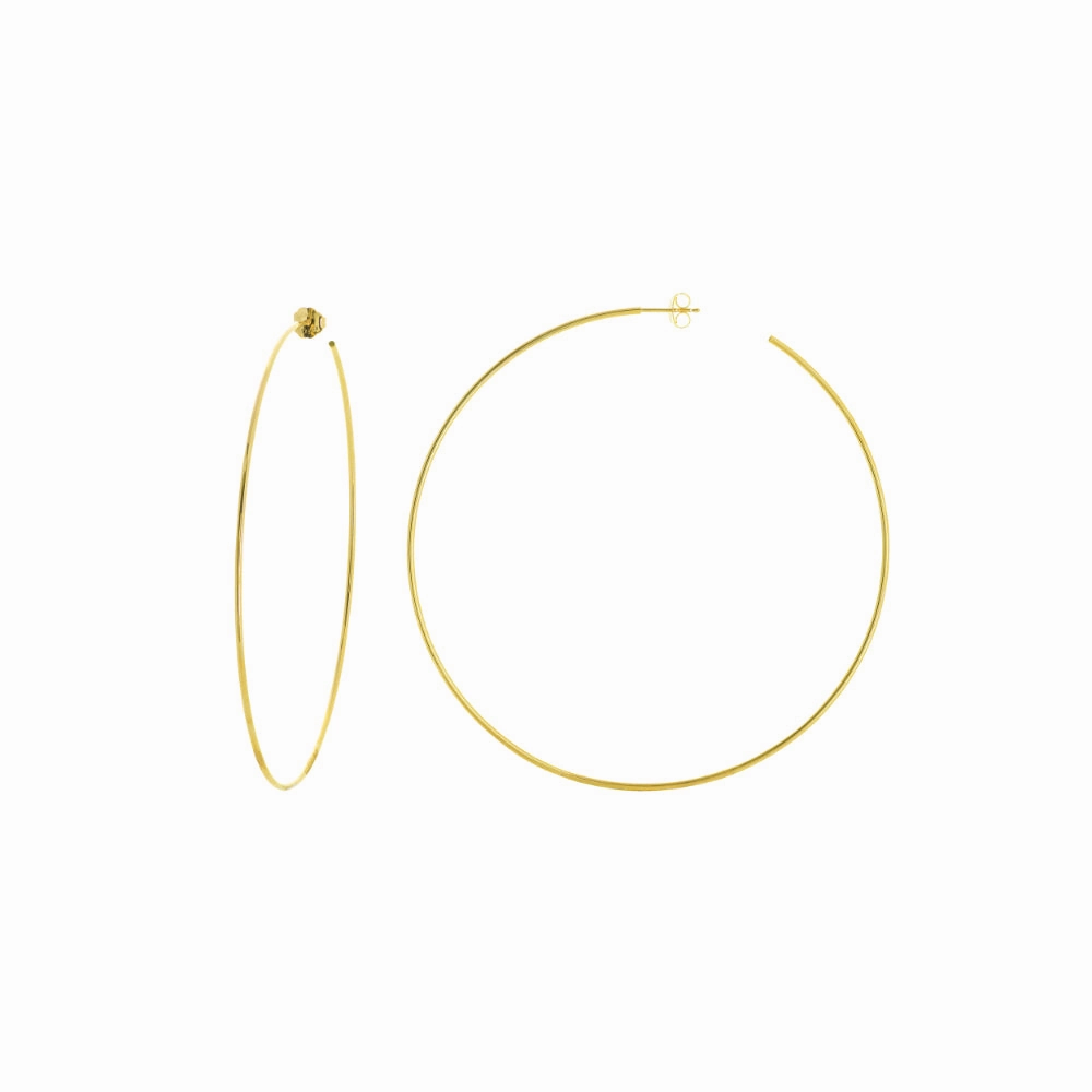 14k Gold Polished Post Hoop Earrings