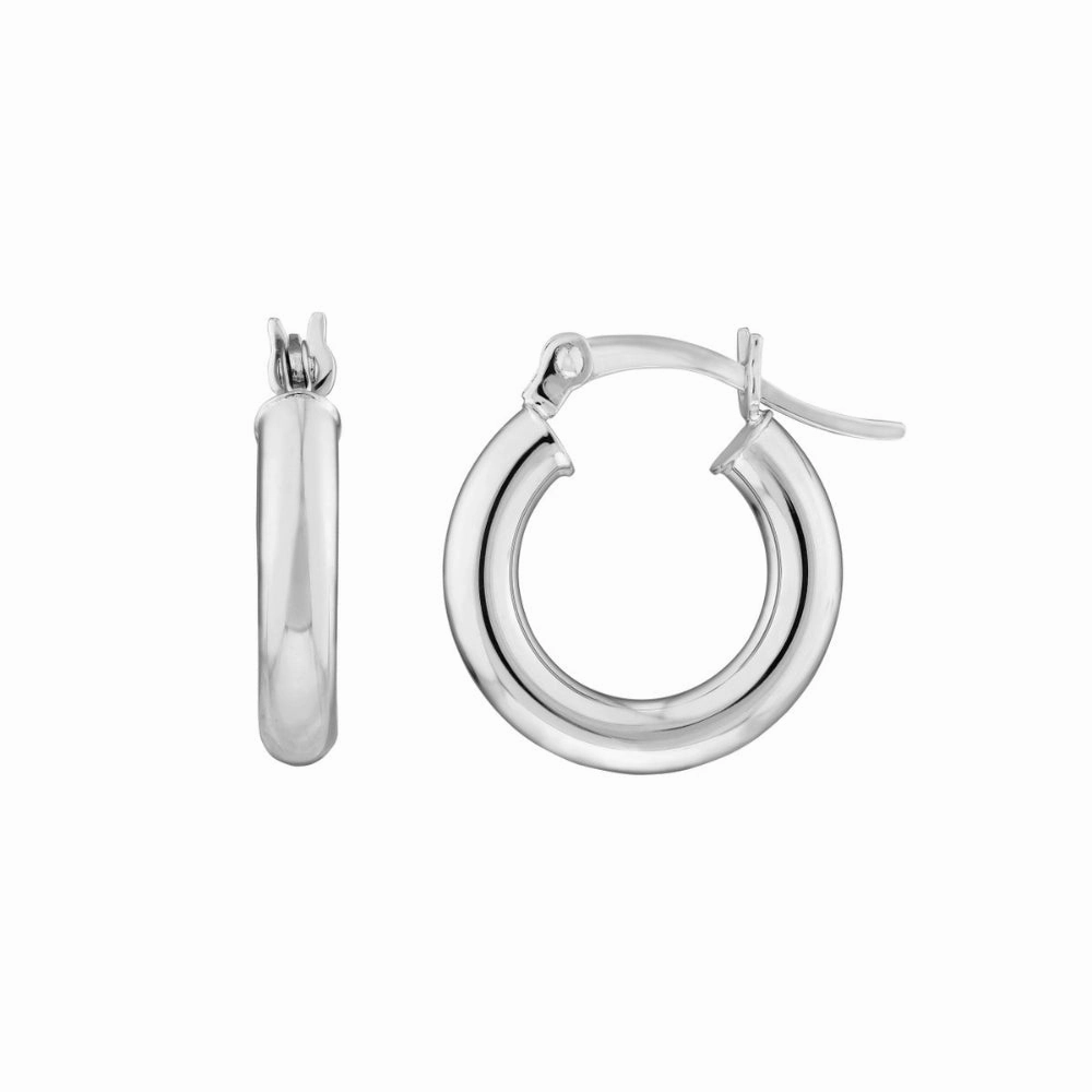 14k Gold Round Tube Hoop Earrings
