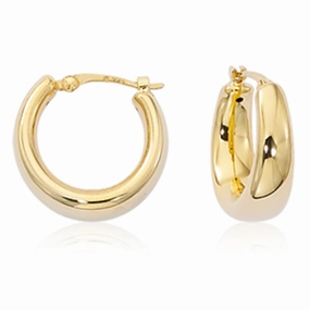 14k Gold Small Tapered Hoop Earrings