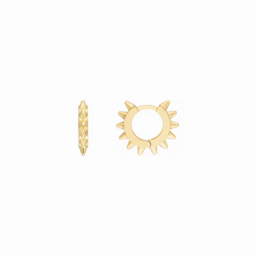 14k Gold Spike Hoop Earrings
