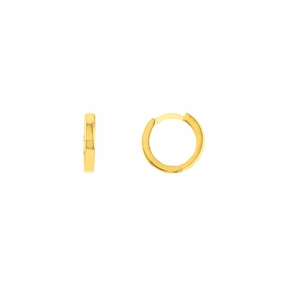 14k Gold Square Wire Huggie Hoops