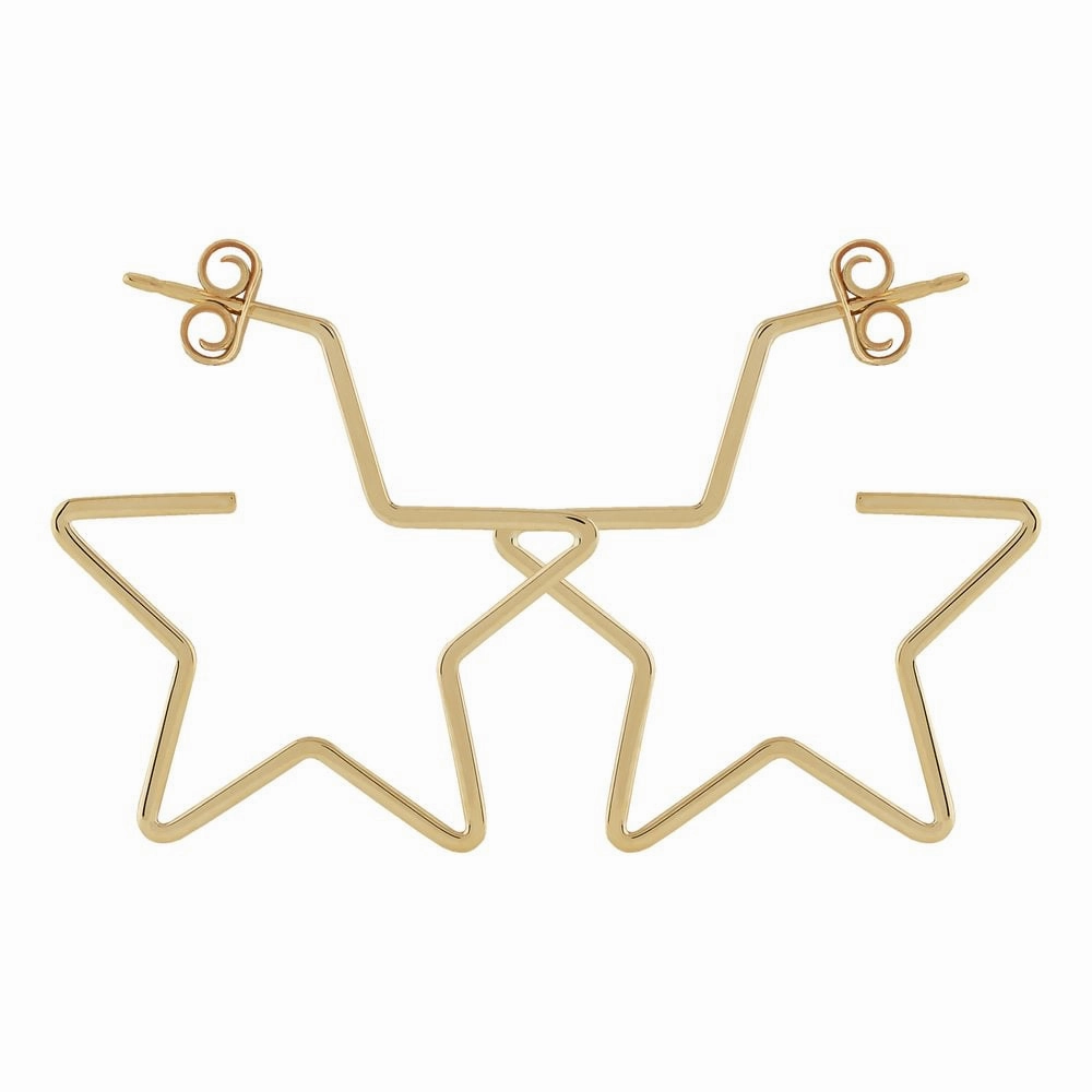 14k Gold Star Hoop Earrings