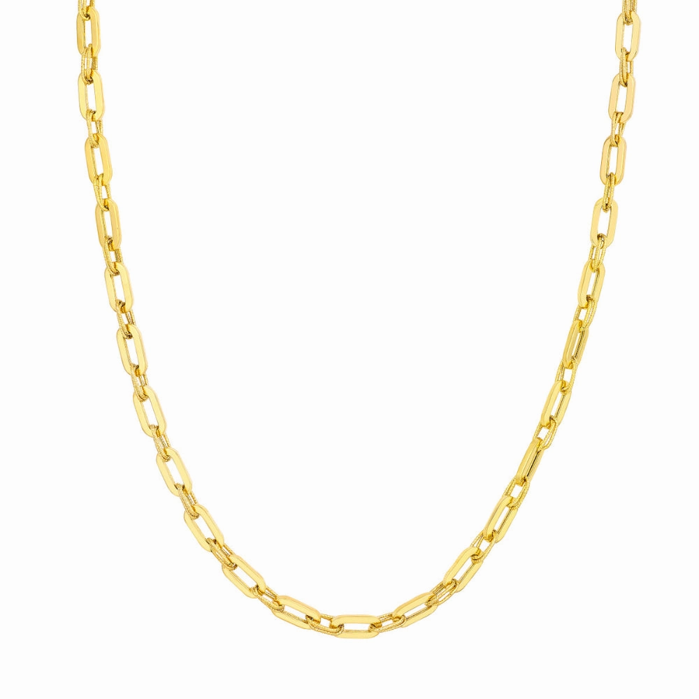 14k Gold Textured Hollow Link Necklace