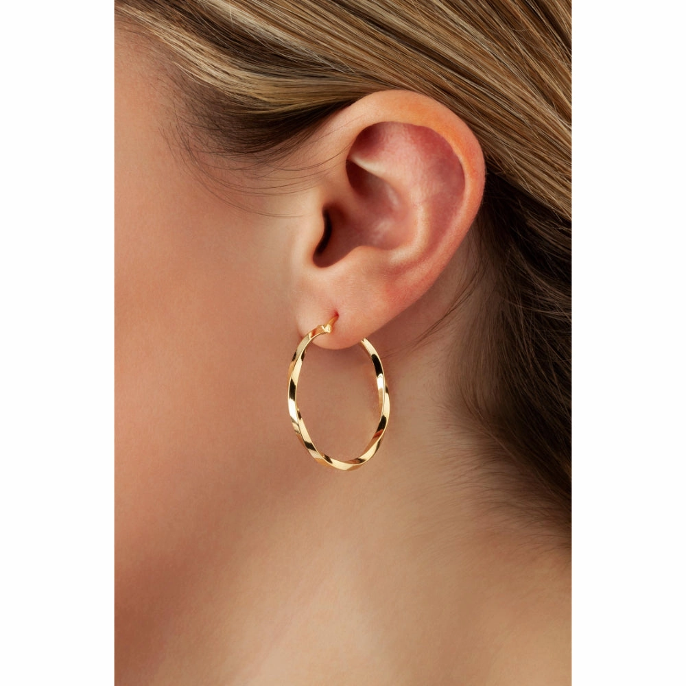 14k Gold Twist Hoop Earrings
