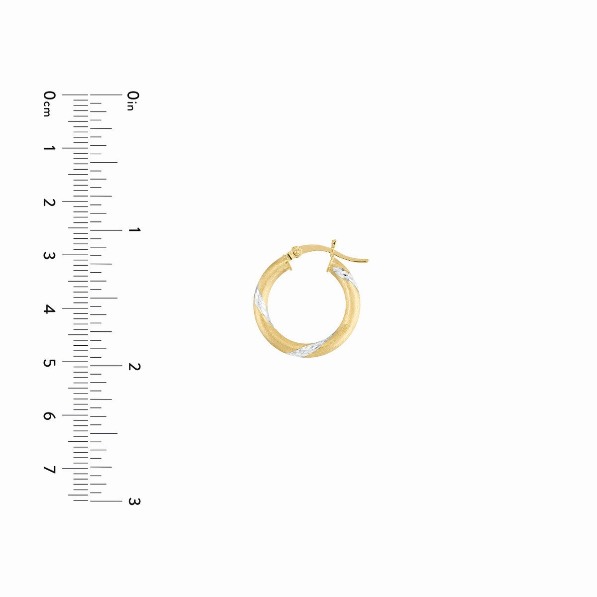 14k Gold Two Tone Diamond-Cut Hoop Earrings