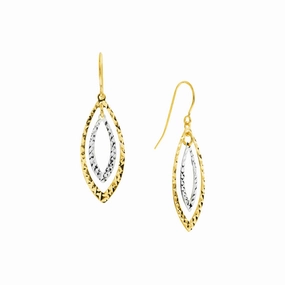 14k Gold Two-Tone Diamond-Cut Wire Earrings