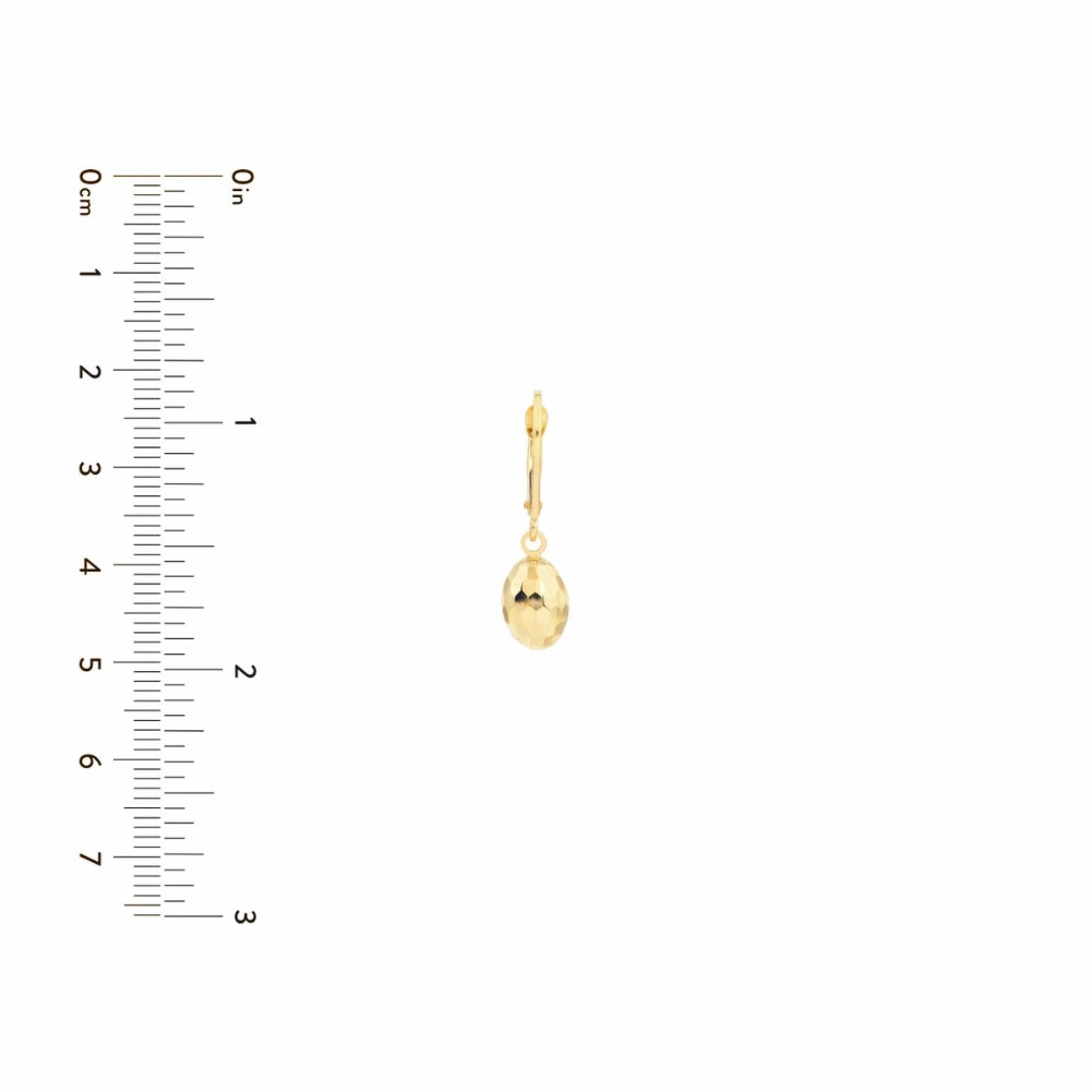 14k Mirrored Oval Bead Drop Earrings