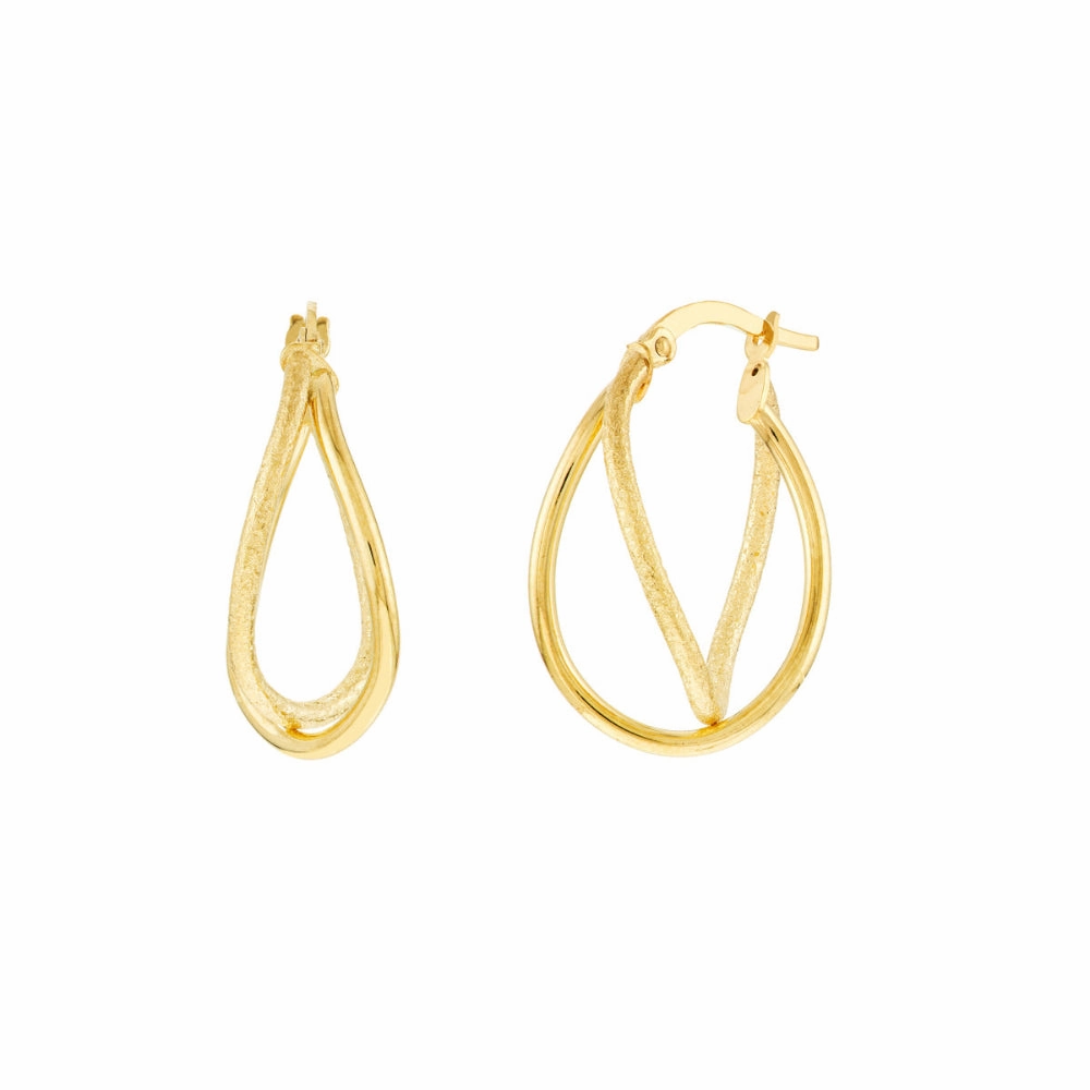 14k Polished & Satin Twisted Hoop Earrings