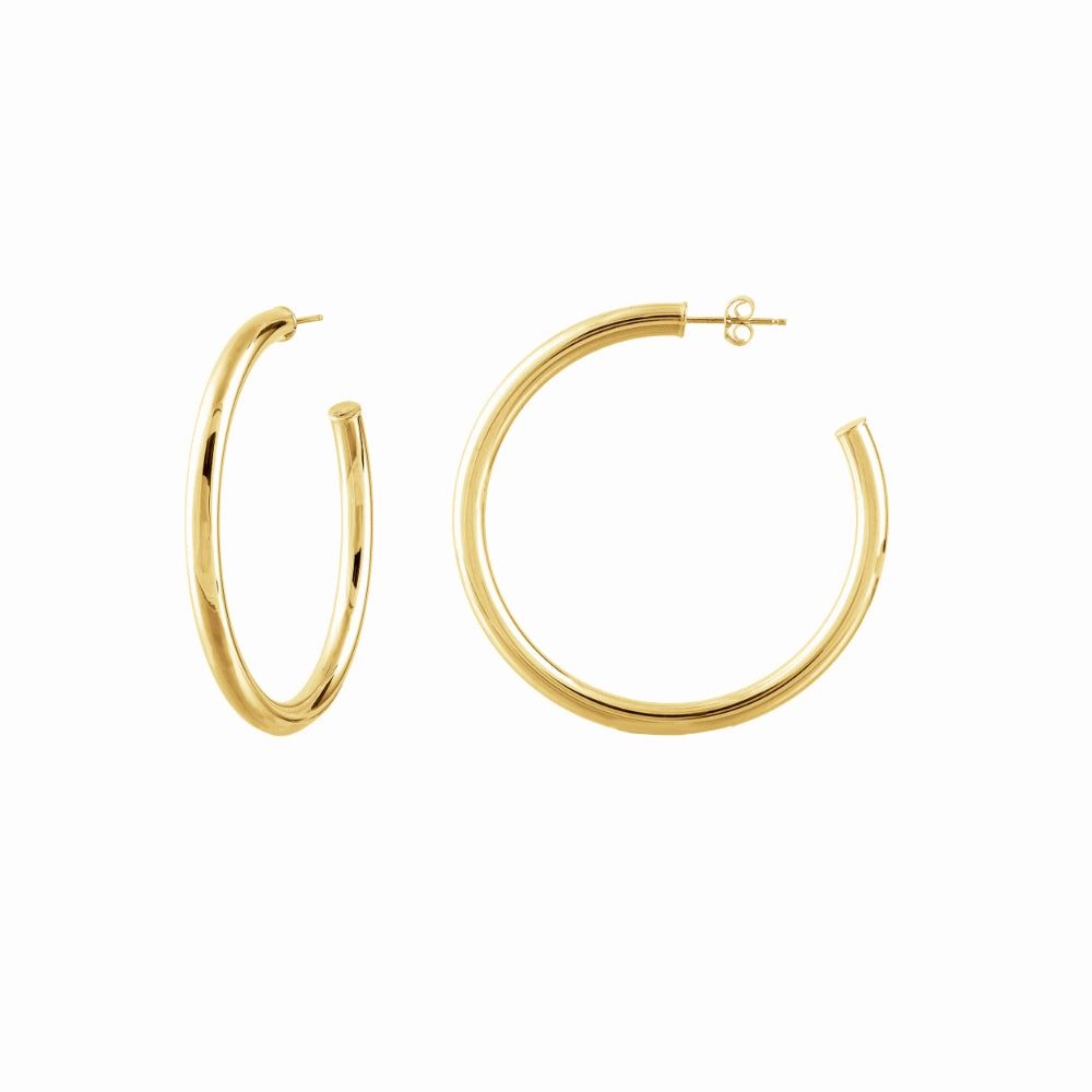 14k Polished Hoop Post Earrings