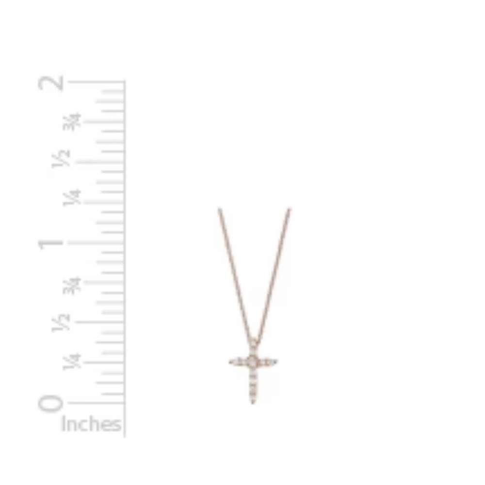 14k Rose Gold Diamond Cross Pendant Necklace