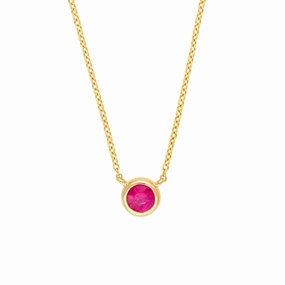 14k Ruby Stone Bezel Necklace