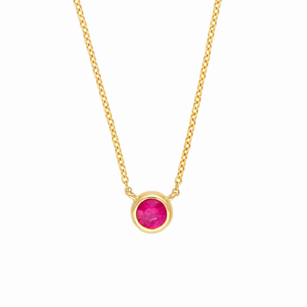14k Ruby Stone Bezel Necklace