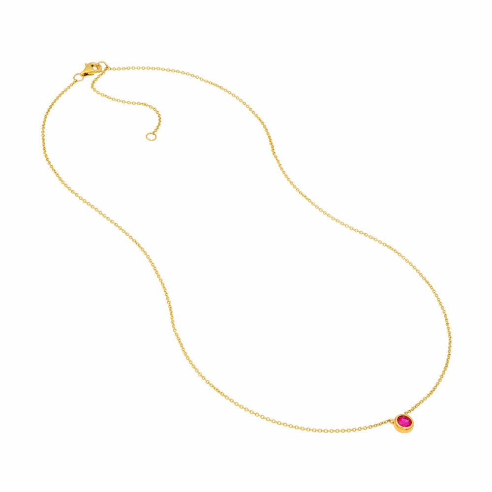 14k Ruby Stone Bezel Necklace