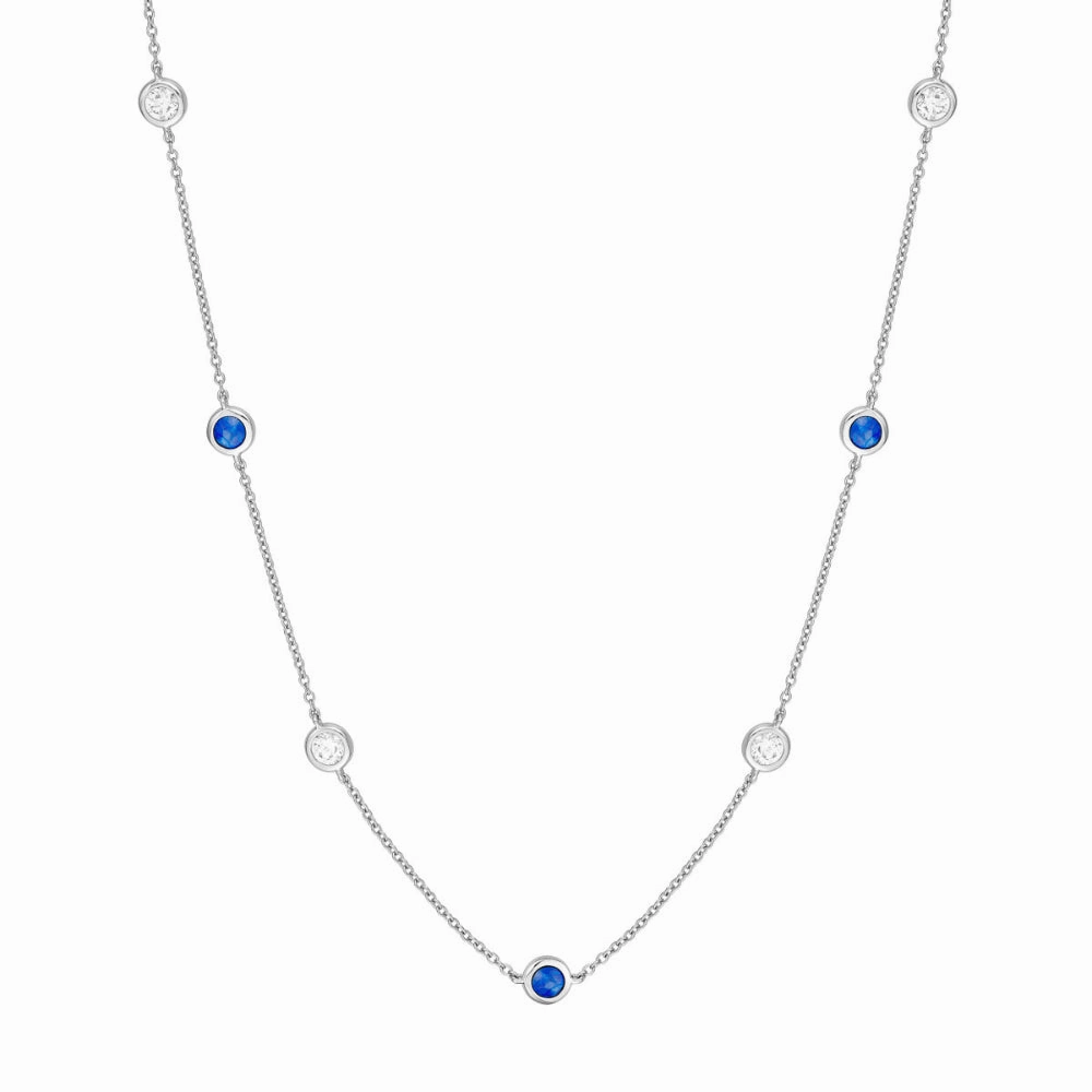 14k Sapphire and Diamond Station Necklace