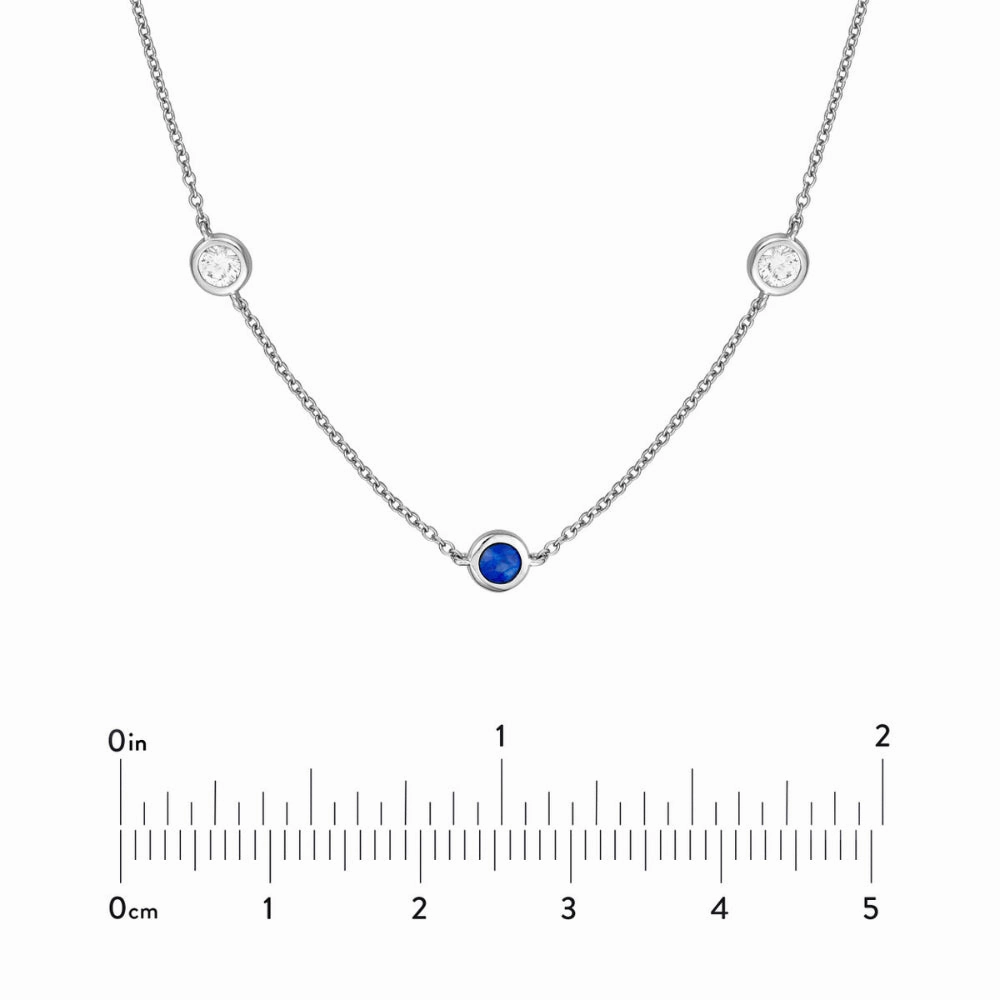 14k Sapphire and Diamond Station Necklace