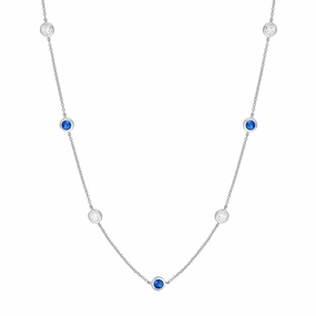 14k Sapphire and Diamond Station Necklace