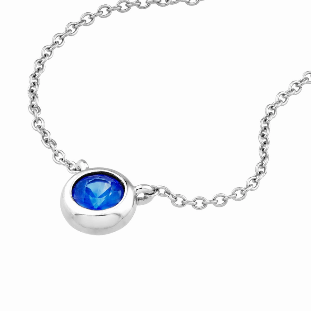 14k Sapphire Stone Bezel Necklace